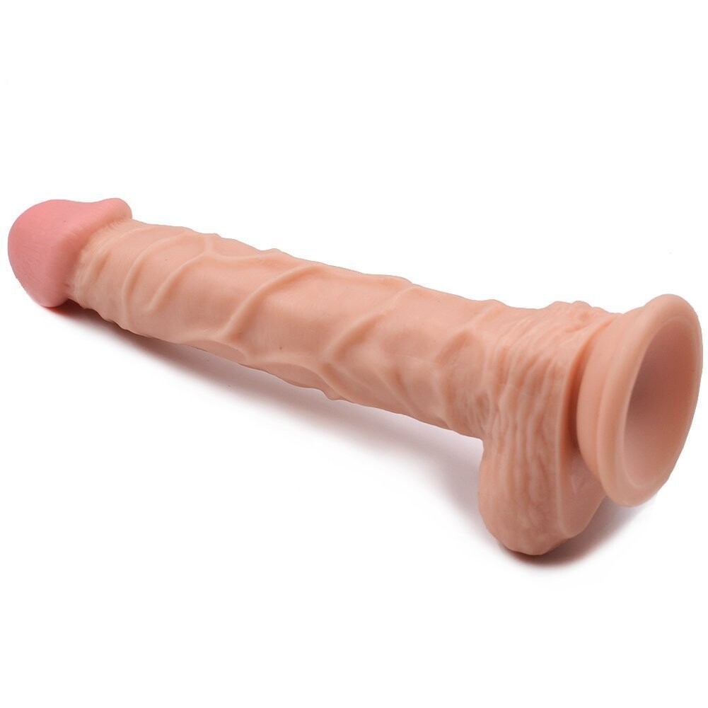 10'' Dildo with Suction Cup- Dong with Balls Fake Penis Adult Sex Female Massage Masturbation Toys