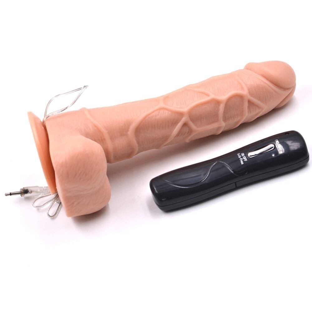 6.9'' Vibrating Dildo with Balls Dong can remote control that has Suction Cup - Body Safe Penis Shaped Adult Sex Toy for females males gays lesbian