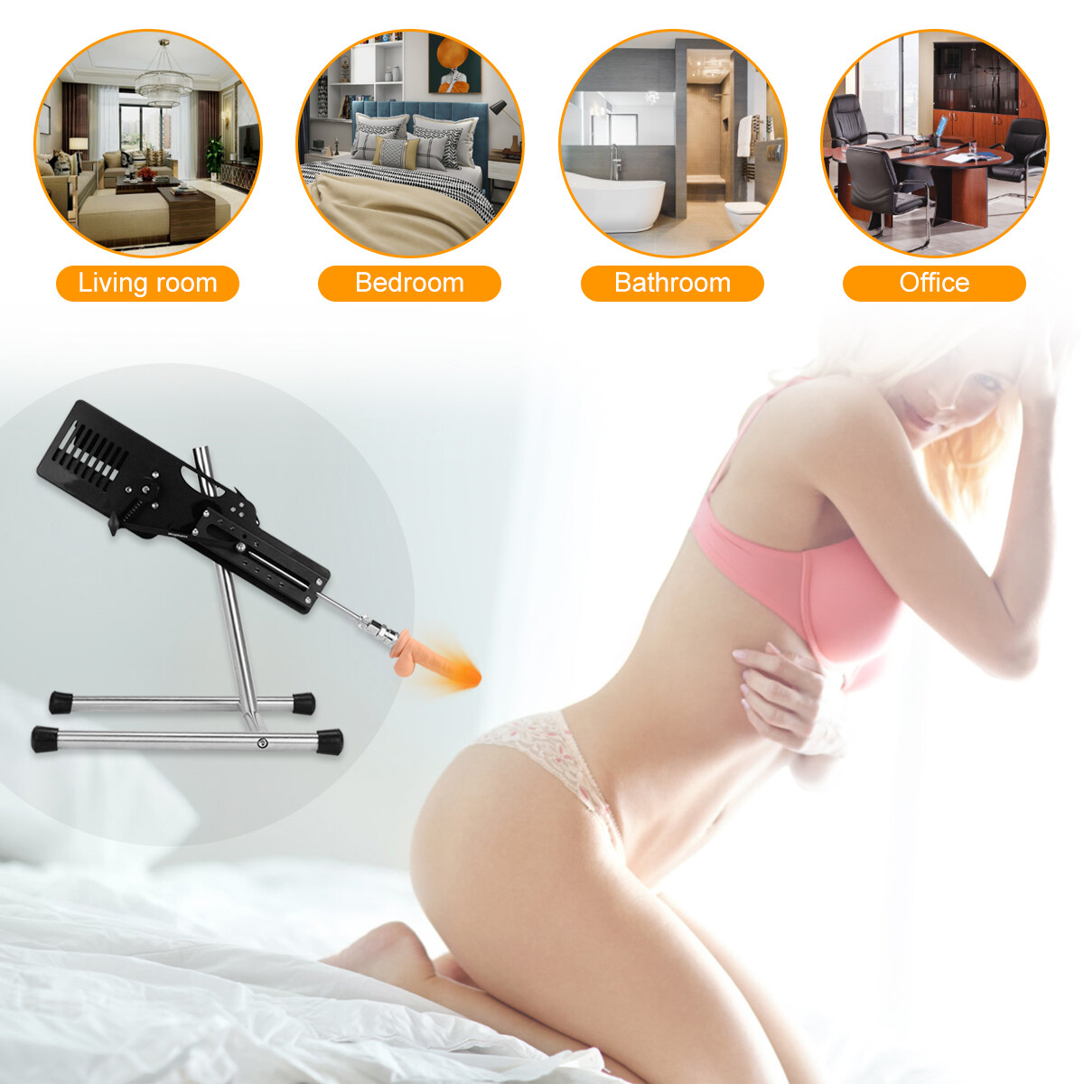 Updated Edition：6 Speed Smart Remote Control Sex Machine With 3 Pcs Big Dildos, Vagina Cup for Couple