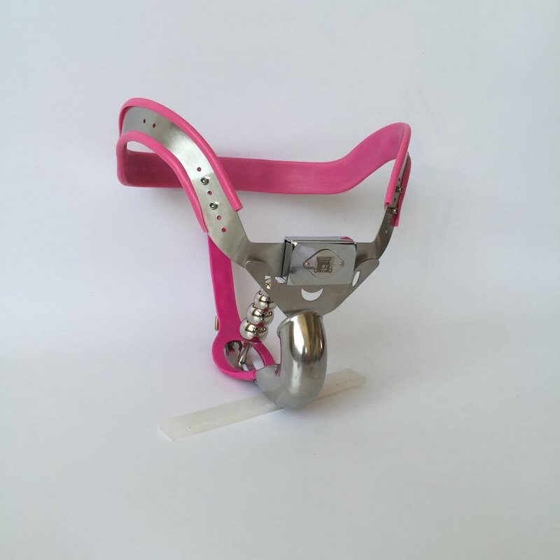 Plus Chastity Devices for Men Stainless Steel Chastity Belt with Cock Cage Anal Plug bdsm Sex Toys Pink