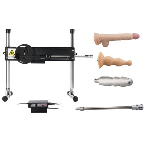 Sex Machine Adjustable with Four Dildos Vac-u-Lock Attachments for Women