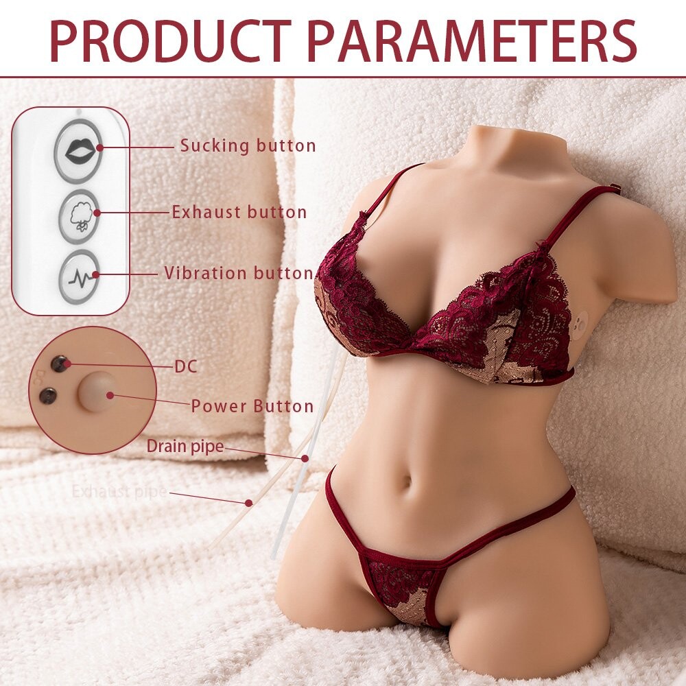Automatic Sucking Vibrating Sex Doll Torso with Vagina Anal Big Breasts 16.97LB/7.7KG 