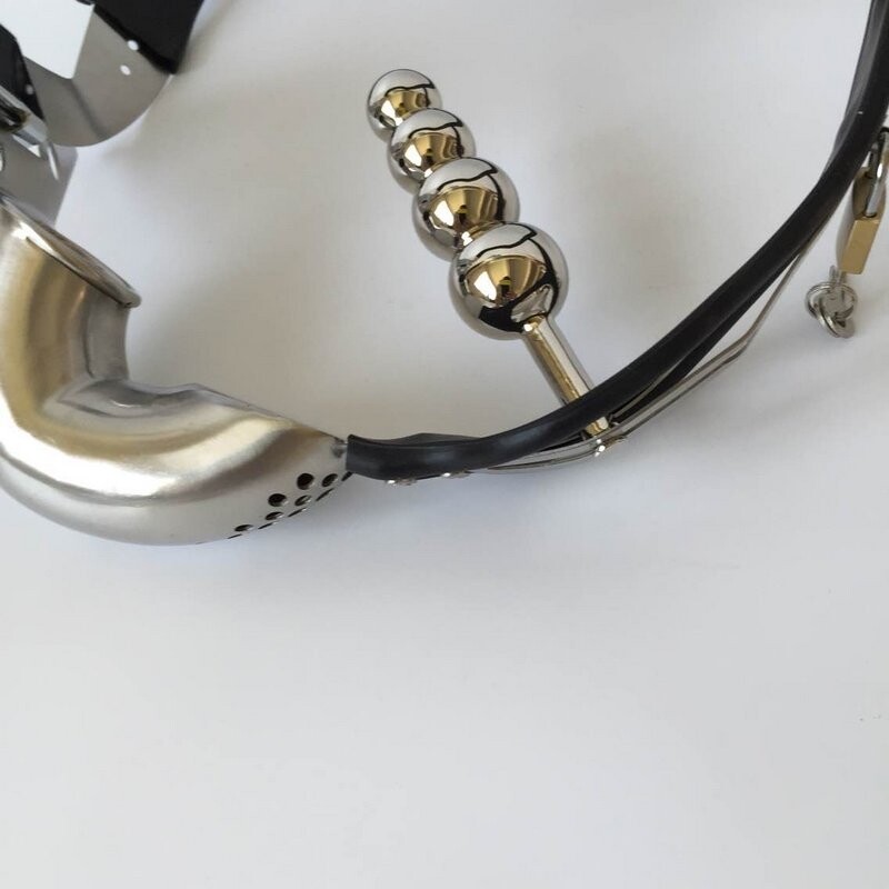 Dispositifs de chasteté pour hommes Ceinture de chasteté en acier inoxydable avec cage de pénis et plug anal bdsm Jouets sexuels noirs