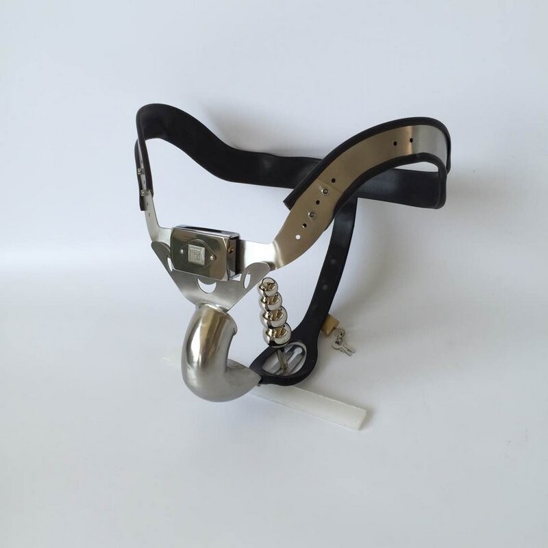 Dispositifs de chasteté pour hommes Ceinture de chasteté en acier inoxydable avec cage de pénis et plug anal bdsm Jouets sexuels noirs