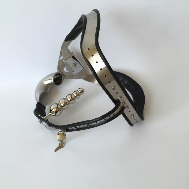 Dispositifs de chasteté pour hommes - Ceinture de chasteté en acier inoxydable avec cage pour pénis et plug anal - Jouets BDSM pour adultes
