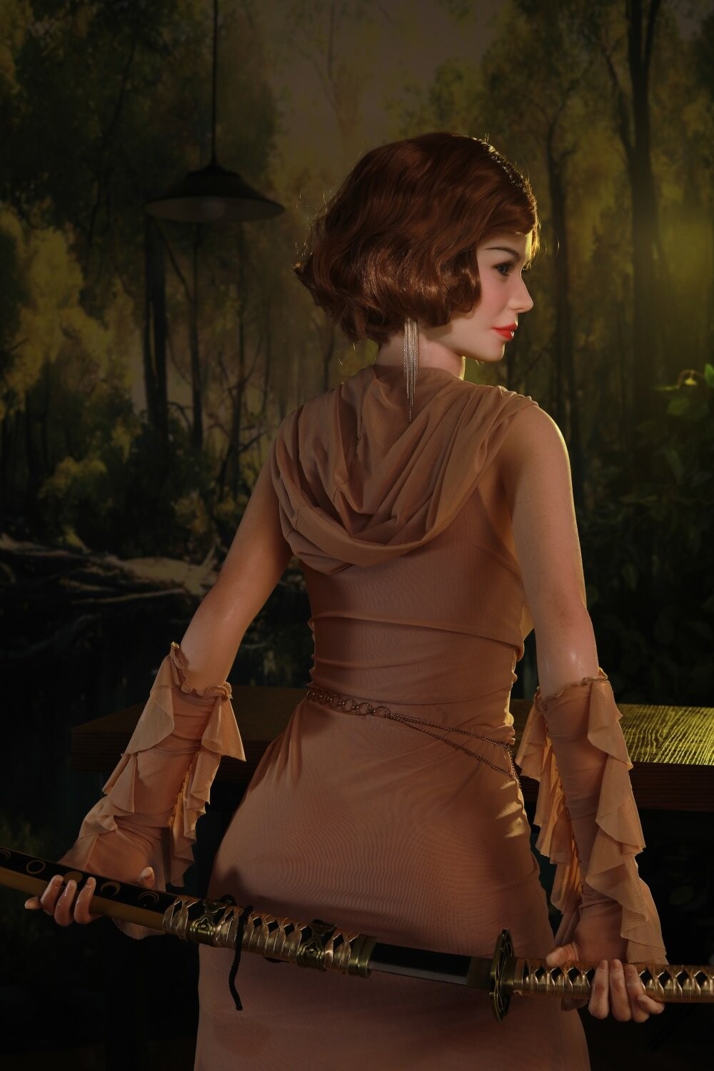 Poupée sexuelle en silicone courbée avec de gros seins de 170 cm pour une expérience réaliste