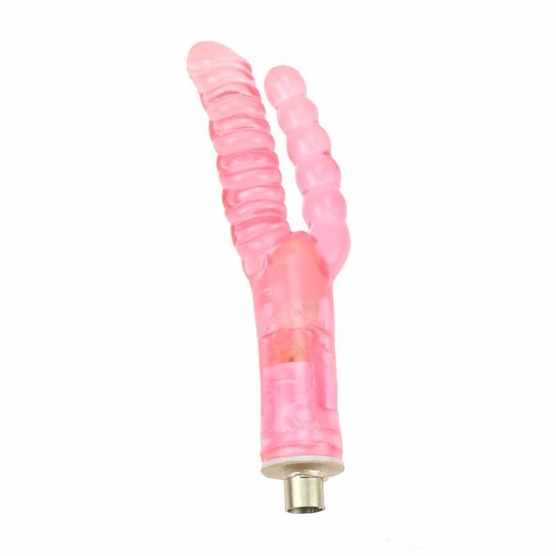 Double gode réaliste pour plaisir vaginal et anal avec machine à sexe - rose