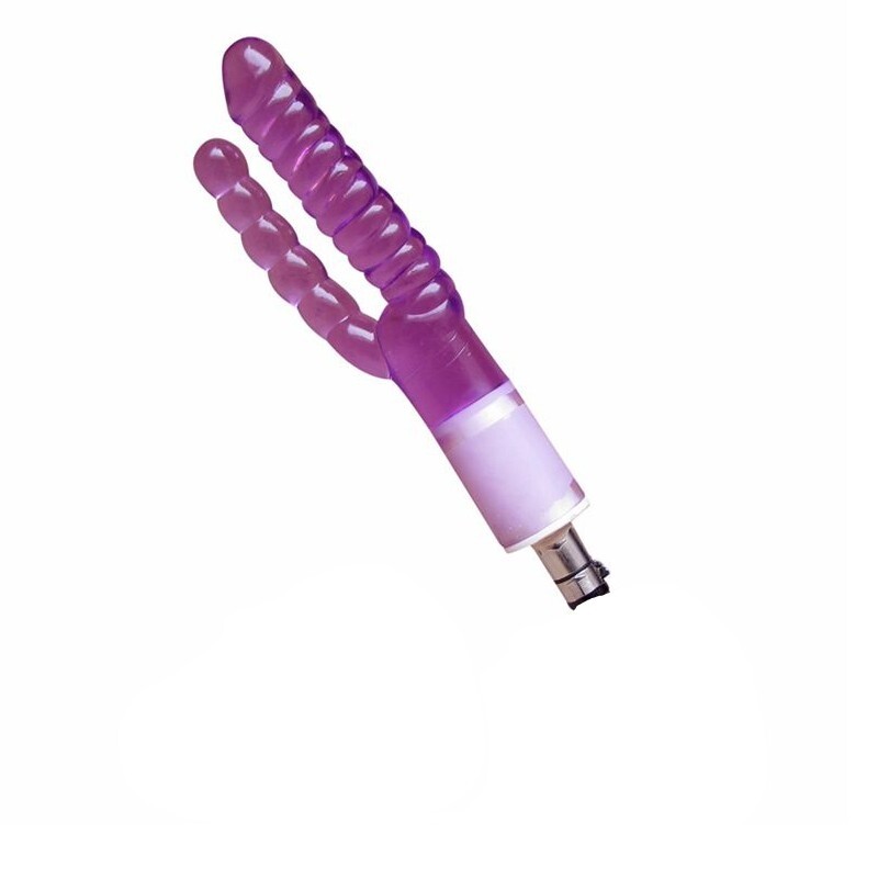 Gode réaliste double tête pour plaisir vaginal et anal avec machine à sexe - violet