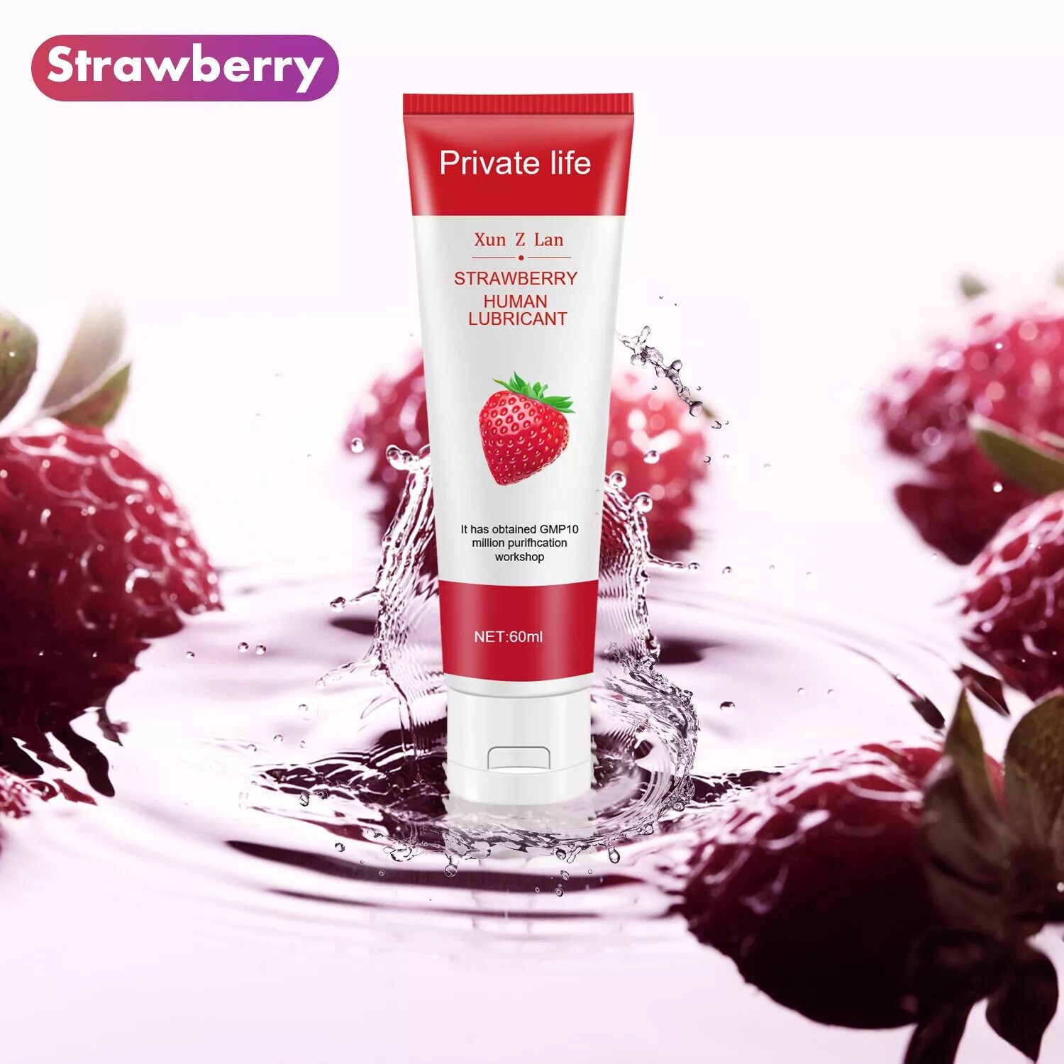 Gel lubrifiant pour adultes aromatisé aux fruits comestibles - Lubrifiant comestible pour sexe oral, huile de massage sexuelle - 60 ml