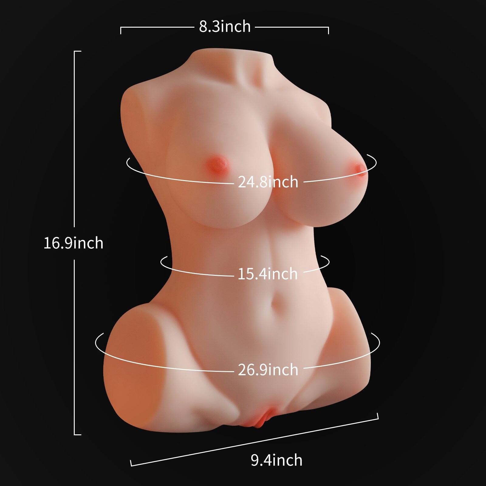Poupée sexuelle vibrante et suçante de torse féminin sexy et réaliste 8,02 kg/17,7 lb