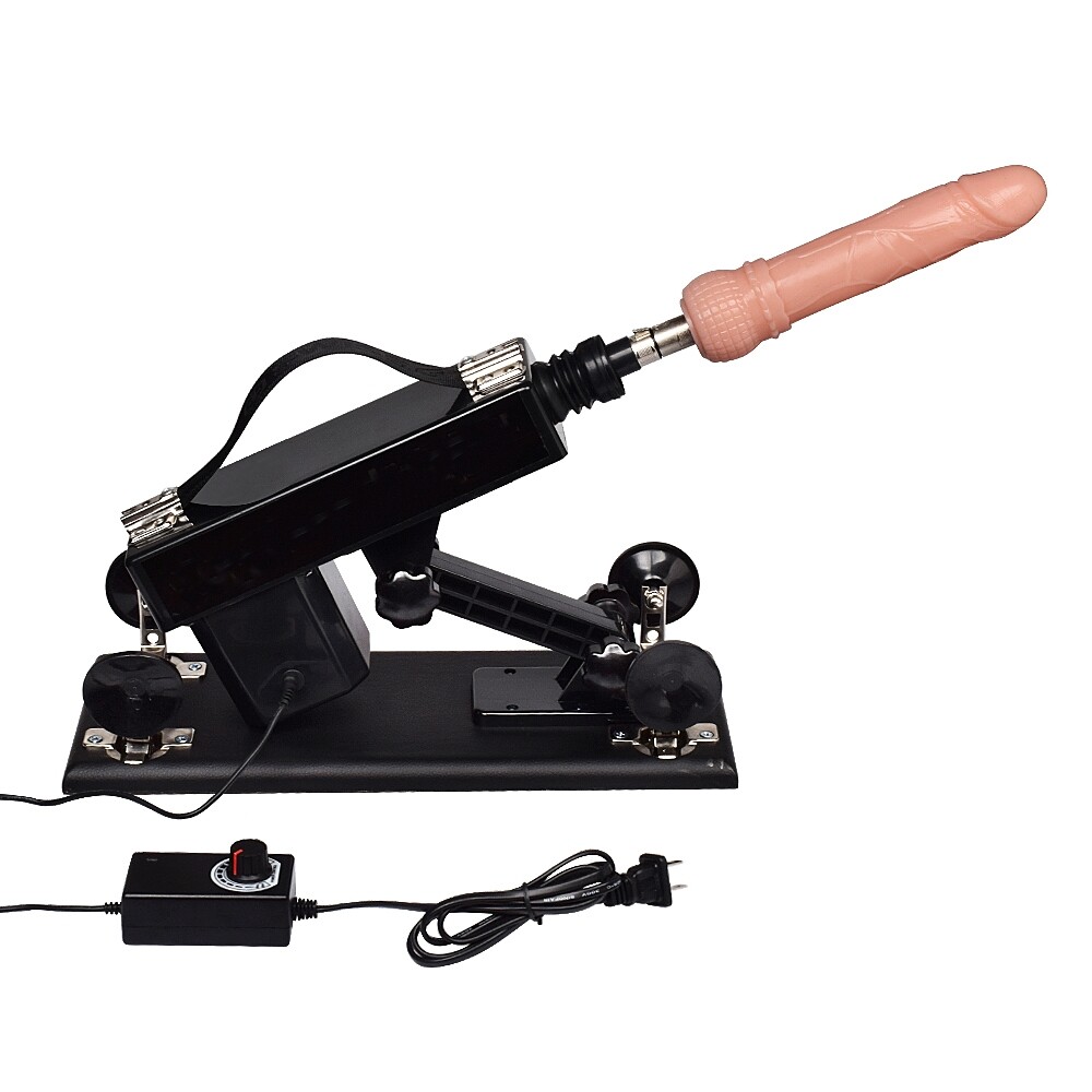 Machine sexuelle puissante avec une tasse de vagin et des attachements de gode 7PCS, noir