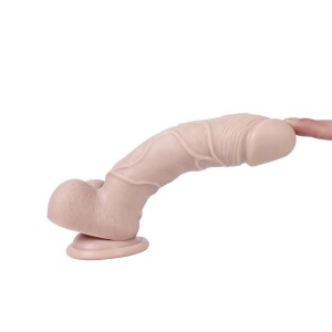 Beast Spesical Curved 7.8" Realistic Cock Dual Density Veiny Dildo Dong With Balls Strong Suction Cup