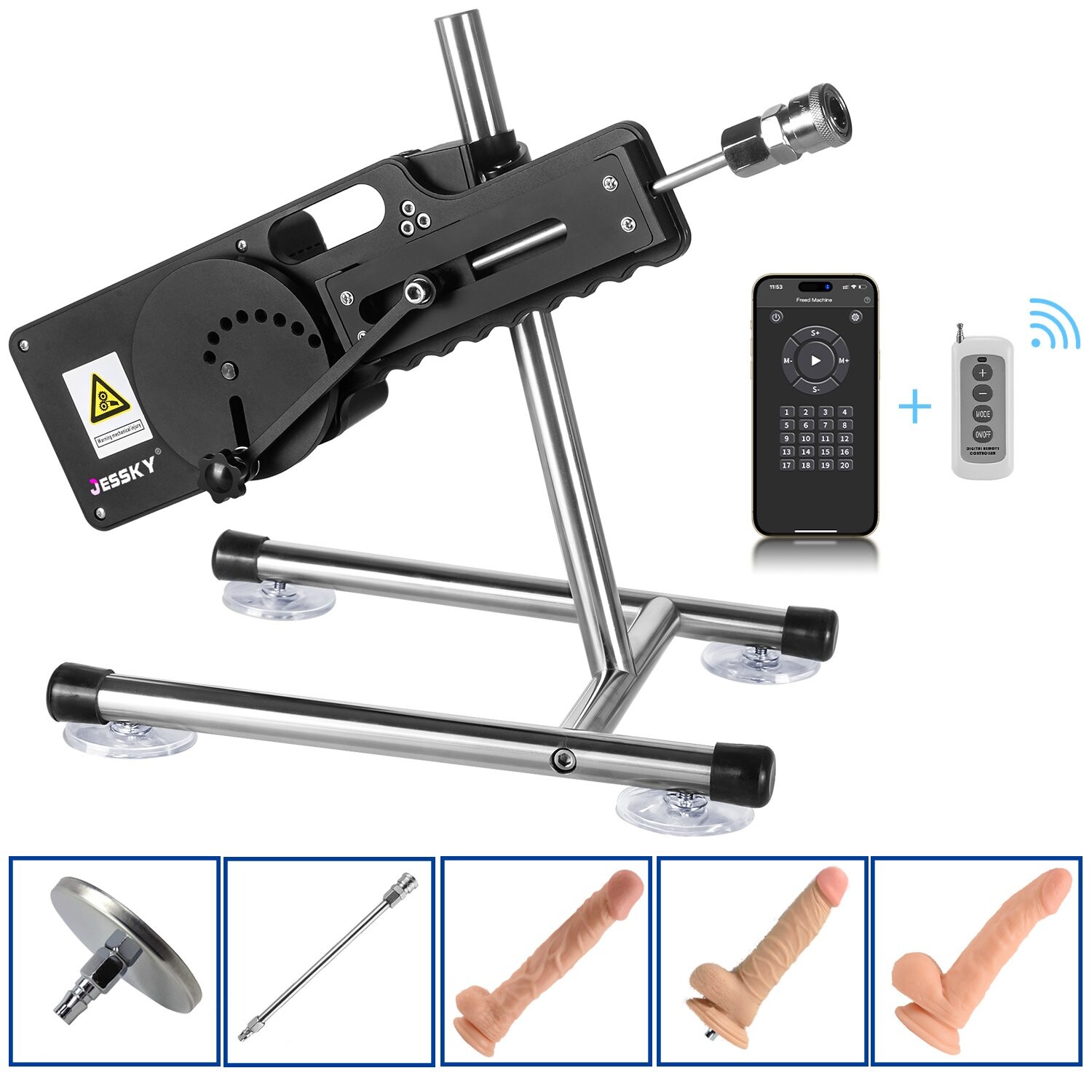 Jessky Sex Machine with APP and Remote Controlled 5 Attachments