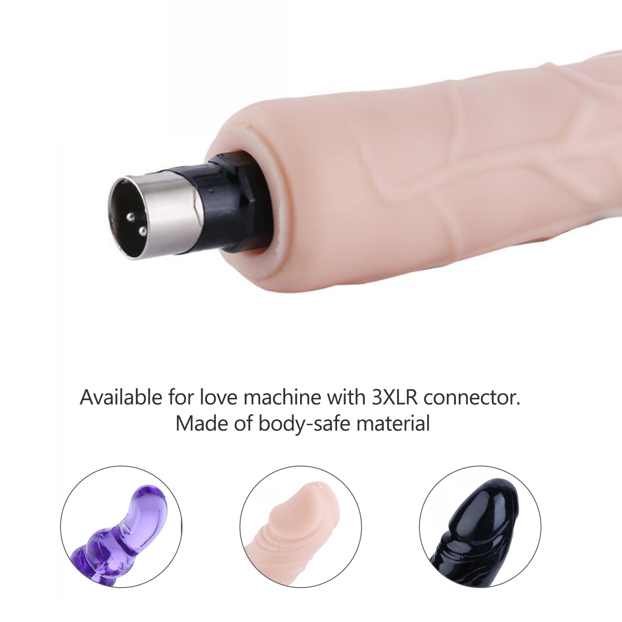 Sex Machine 3pcs Dildo Attachments 3XLR Accessories
