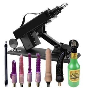 Powerful Sexual Machine with Vagina Cup and 7PCS Dildo Attachments Black