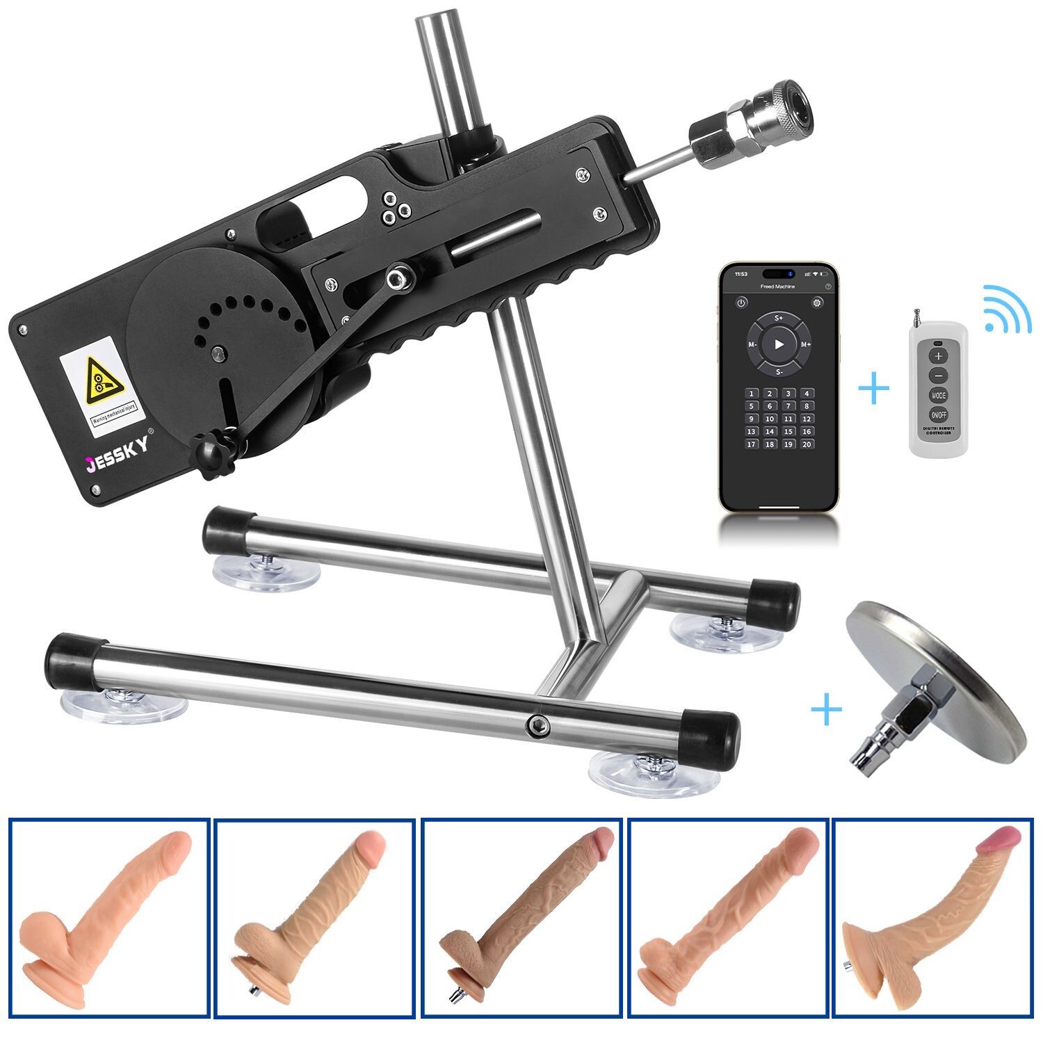 App-Controlled Sex Machine With Remote Controller 5 Silicone Dildos and Suction Cup