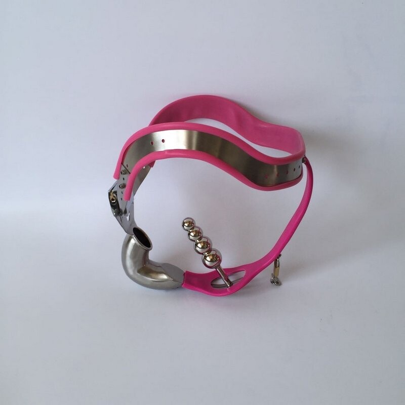 Plus Chastity Devices for Men Stainless Steel Chastity Belt with Cock Cage Anal Plug bdsm Sex Toys Pink