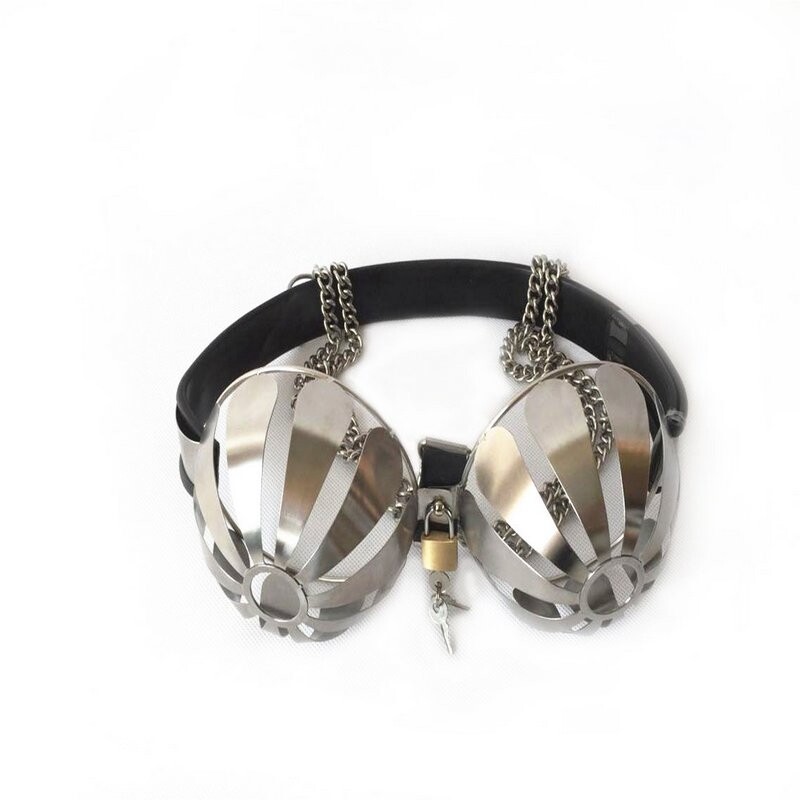 Breathable Stainless Steel Female Chastity Bra Device Half-Pierced Adjustable