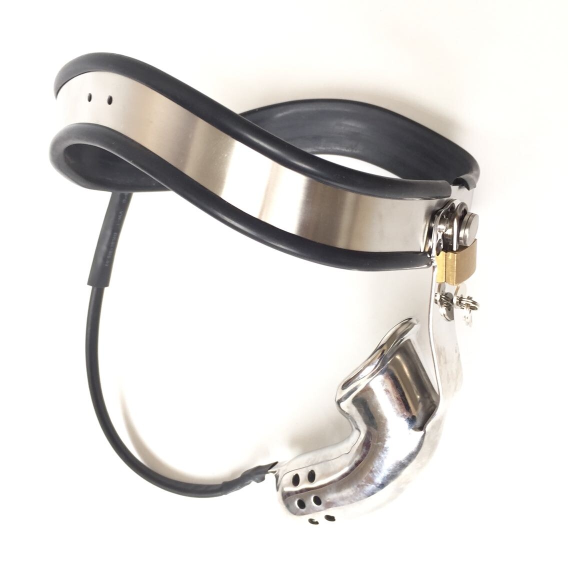 Stainless Steel Male Arc Chastity Belt For Adjustable Waist Hole chastity Device