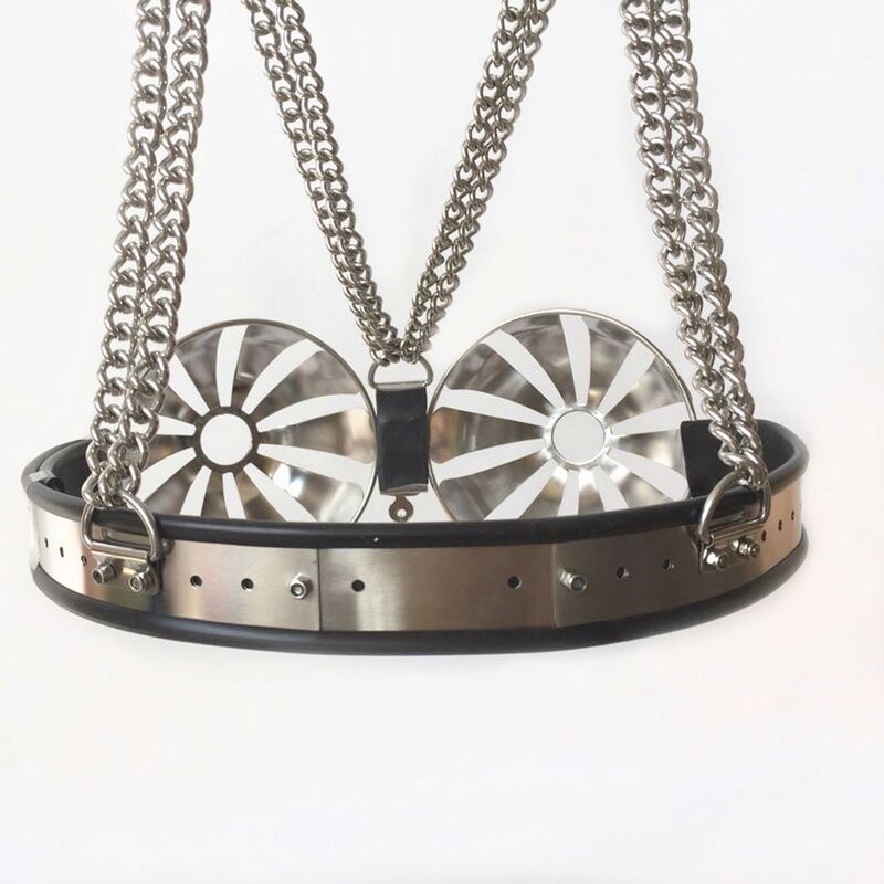 Breathable Stainless Steel Female Chastity Bra Device Half-Pierced Adjustable