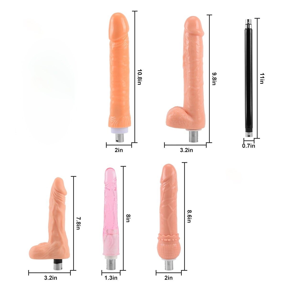 Bluetooth-Sex-Maschine mit Foto und Video mit 6 Dildo-Aufsätzen und Vagina-Tasse