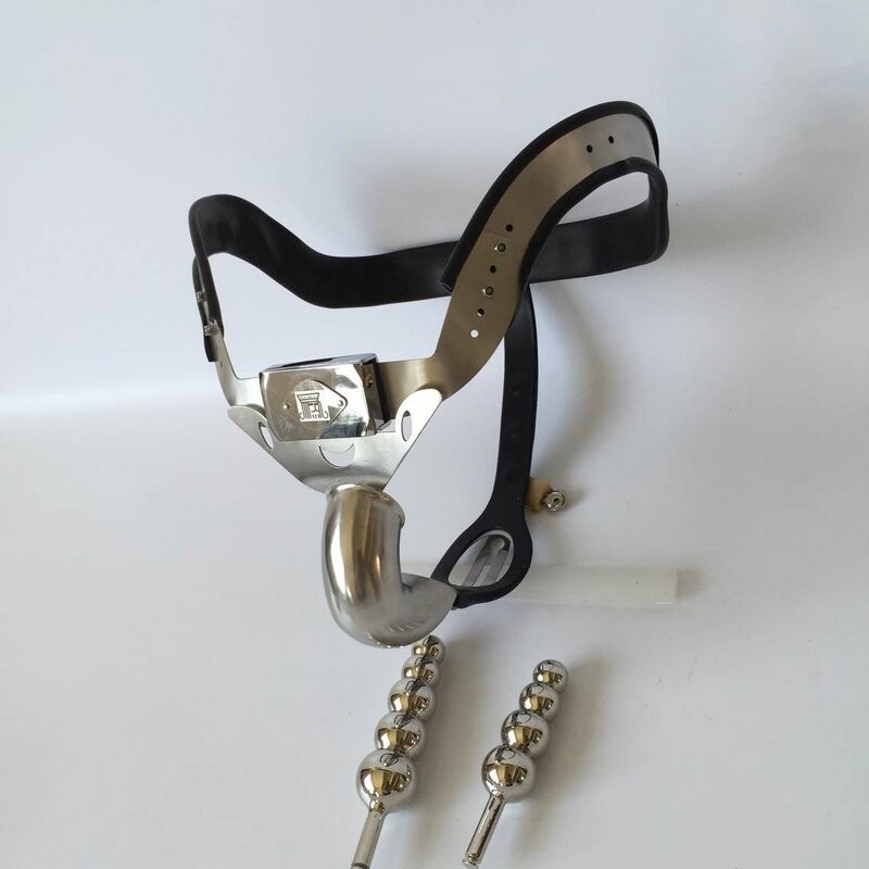 Keuschheitsgeraete fuer Maenner Edelstahl-Keuschheitsgurt mit Peniskaefig Analplug bdsm Sexspielzeug