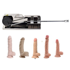 Sexmaschine mit kraftvoller Penetrationskraft und ohne Geräusche mit 5 Stück Dildo-Aufsätzen + Saugnapf