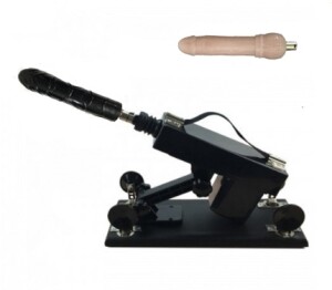 Sexmaschine mit 2 großen Dildo-Anhängen für weibliche Masturbation