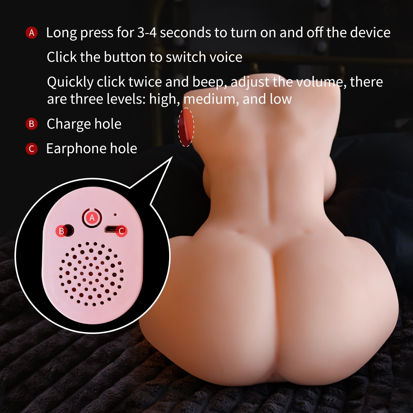 Muñeca sexual vibrante que succiona el torso de una mujer sexy y realista, 8.02kg/17.7lb