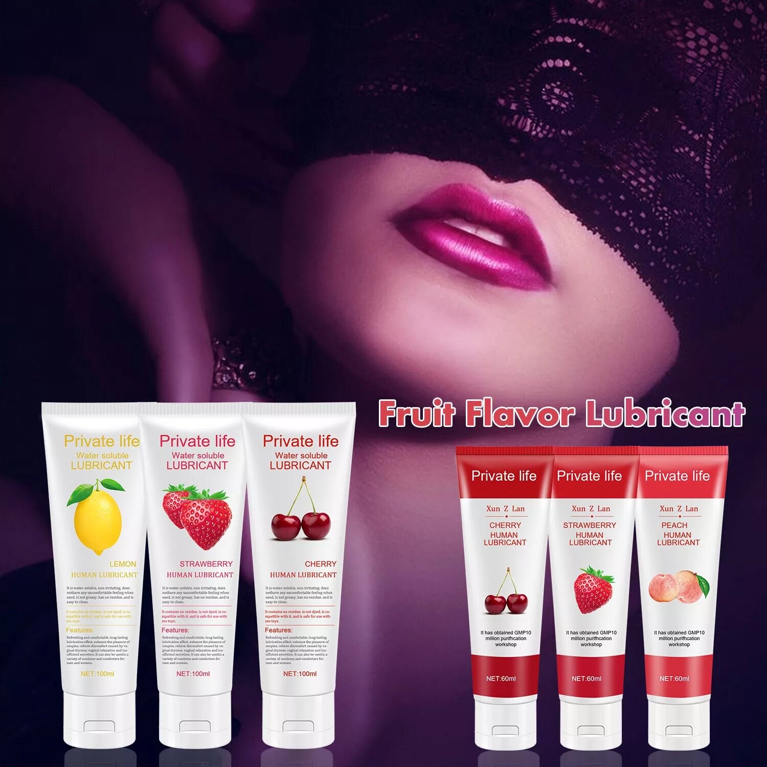 Lubricante personal a base de agua con sabor a fruta para sexo oral para fantasías sexuales - 30 ml