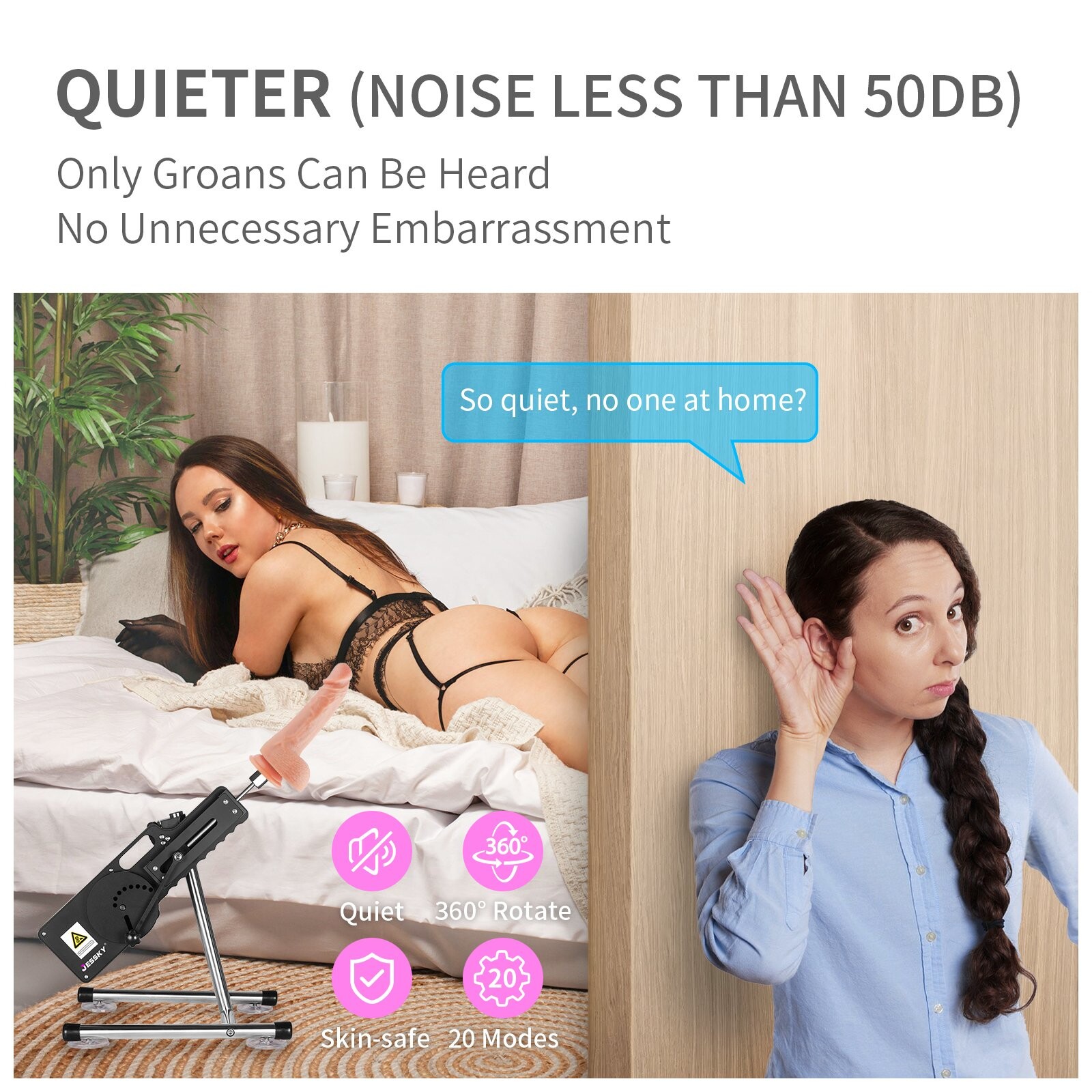 Machine à sexe haut de gamme pour femmes avec télécommande et 4 accessoires contrôlés par application