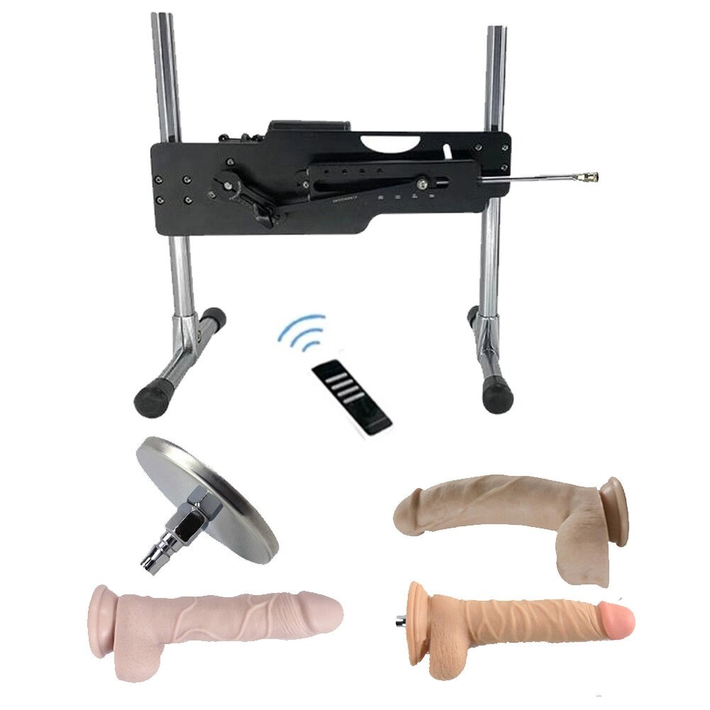 Máquina de sexo de control remoto inteligente de 6 velocidades con 3 consoladores grandes y ventosa