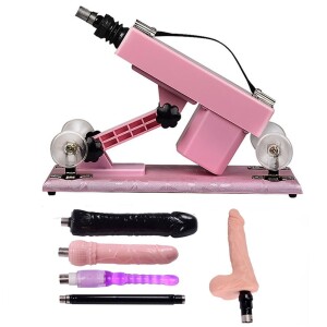 Máquina automática de sexo con accesorios de consolador de 5 piezas para mujer color rosa