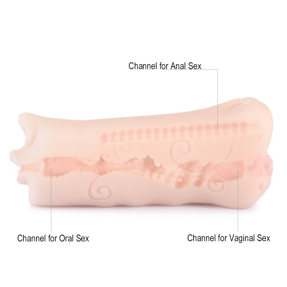 3D Realistische Gegoten Masturbator 3-in-1 Vaginale Anale Orale Seksspeeltje voor Mannelijke Masturbatie