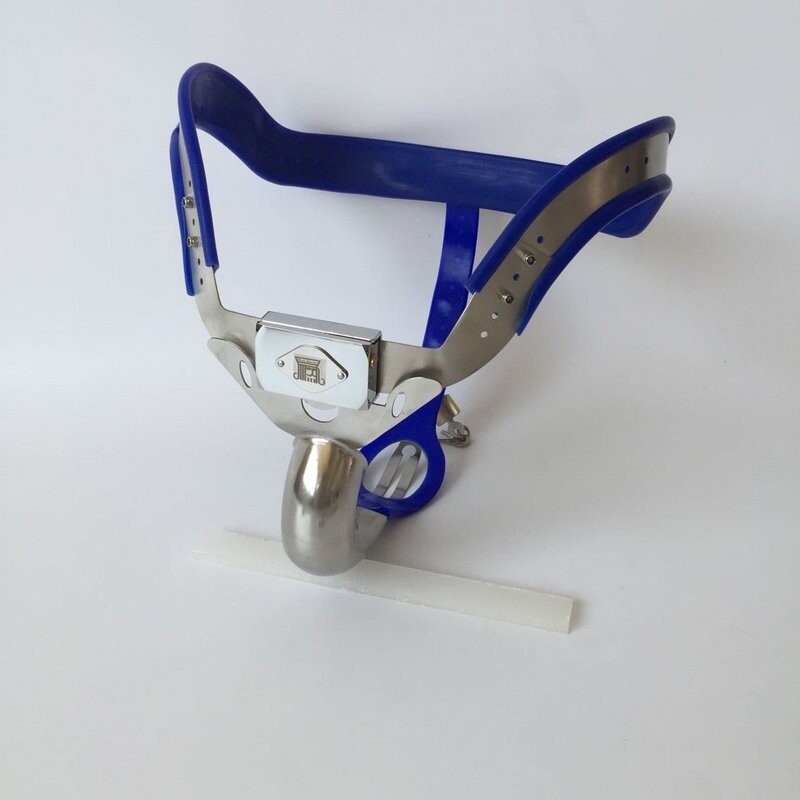 Kuisheidsgordels voor mannen van roestvrij staal Kuisheidsgordel seksspeeltjes blauw