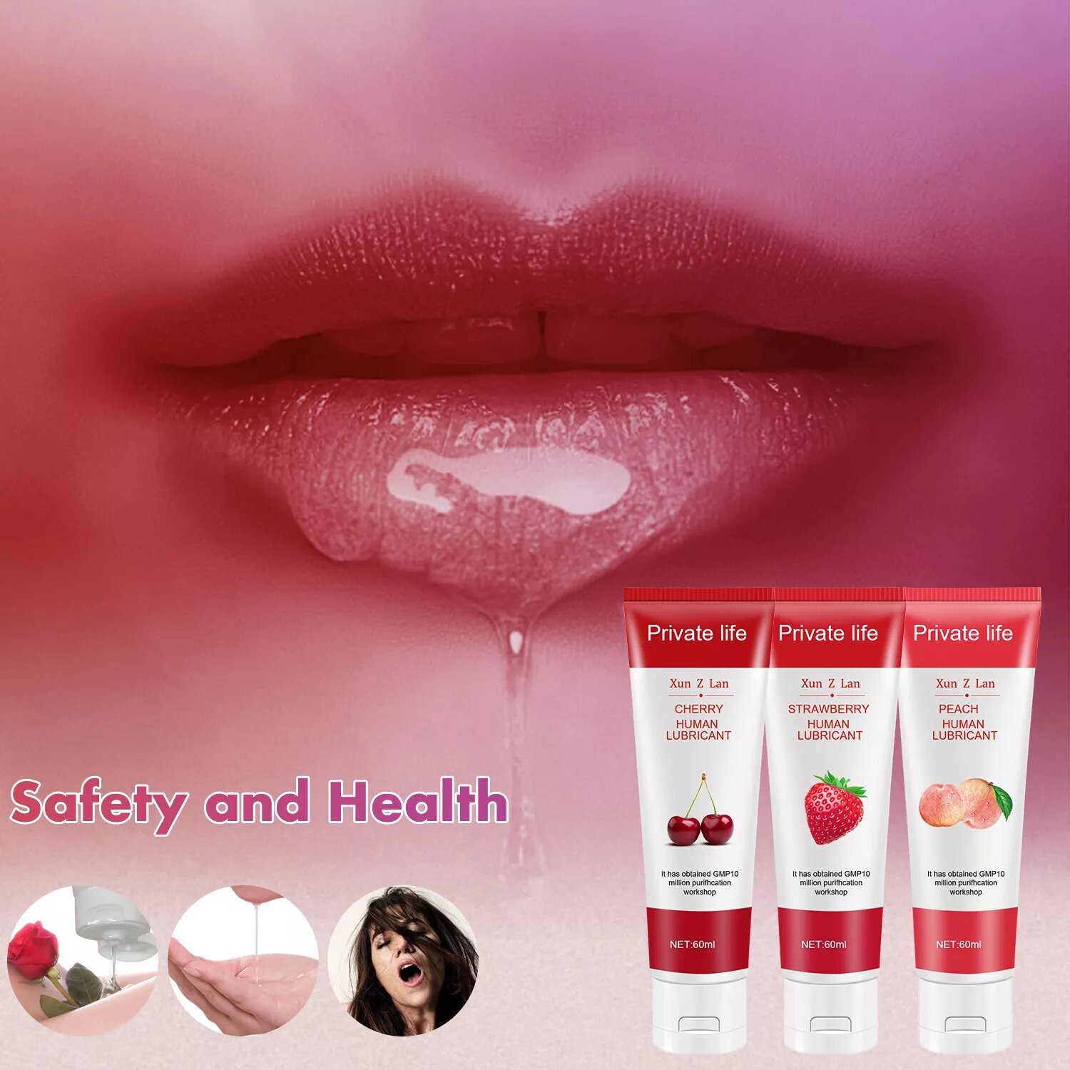 Eetbare Fruit-gearomatiseerde Gleedmiddel Gel Gleedmiddel Eetbaar Orale Seks Seksuele Massage Olie - 60ml