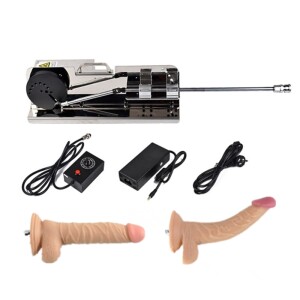 Metal Premium Sex Machine Powerful Penetration Force and No Noise With 2 PCS Dildo Silver