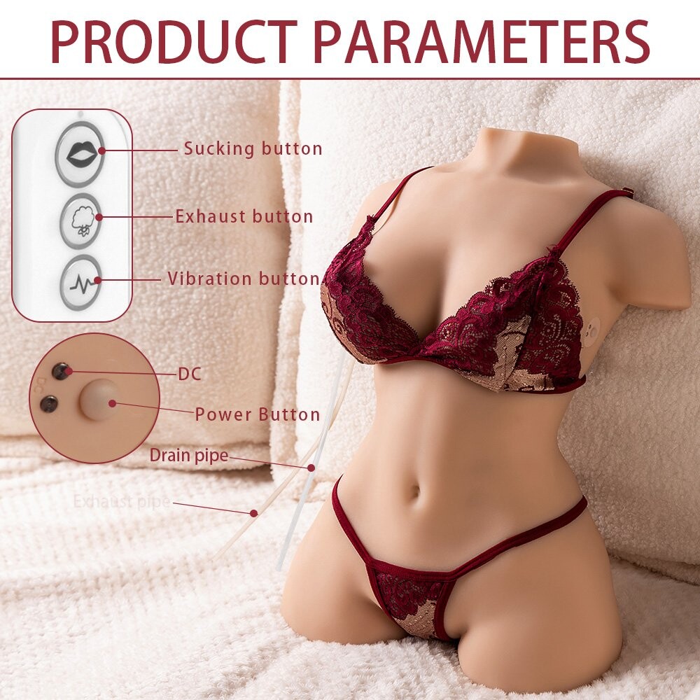 Automatismo Sucking Vibrating Sex Doll Torso con Vagina Anale Grandi Seni 16.97LB/7.7KG