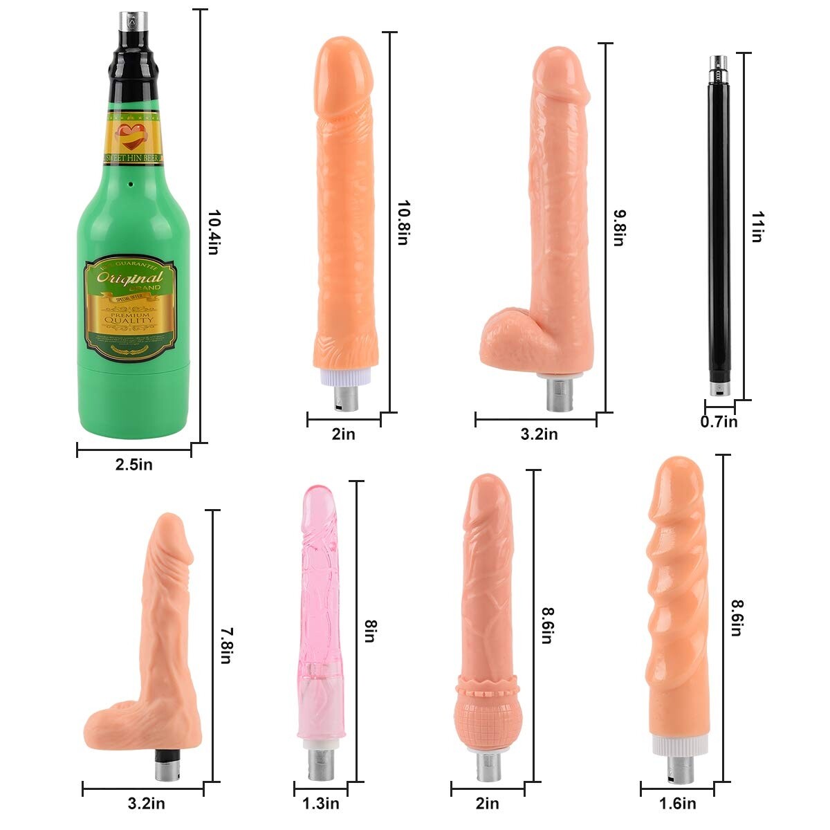 Macchina del sesso regolabile con Bluetooth, con 8 attacchi per dildo e copa per vagina