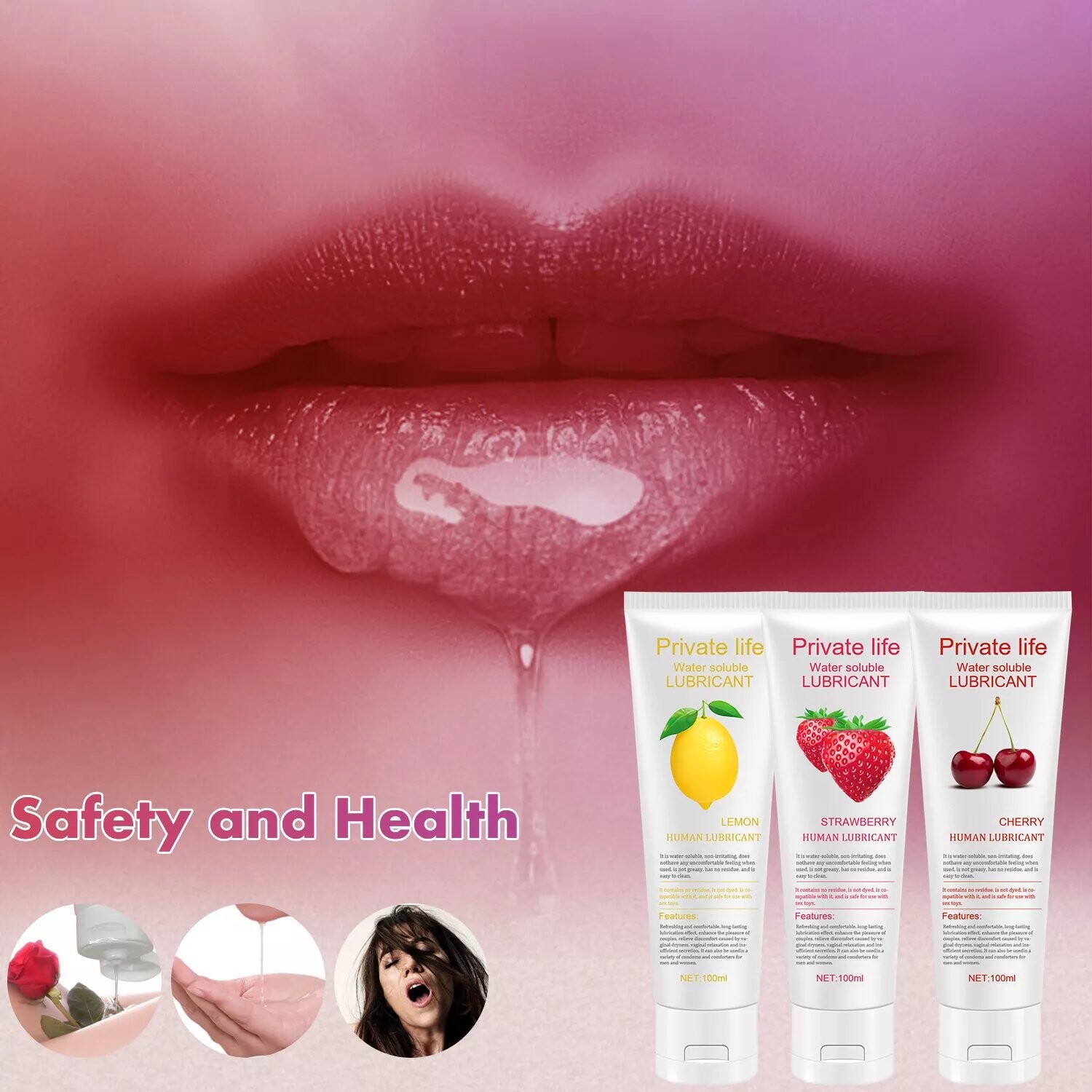 Gel lubrificante sessuale, olio sessuale per adulti, prodotti orali, lubrificante aromatizzato alla frutta - 100 ml