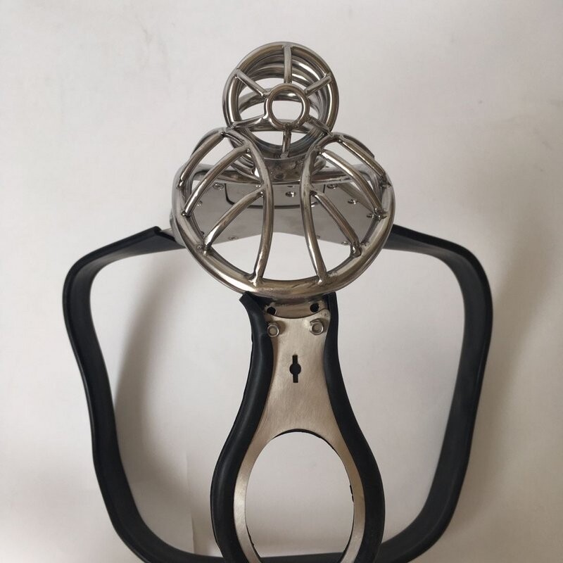 Cintura di Castità Maschile in Acciaio Inossidabile con Gabbia Forata Dispositivo di Blocco