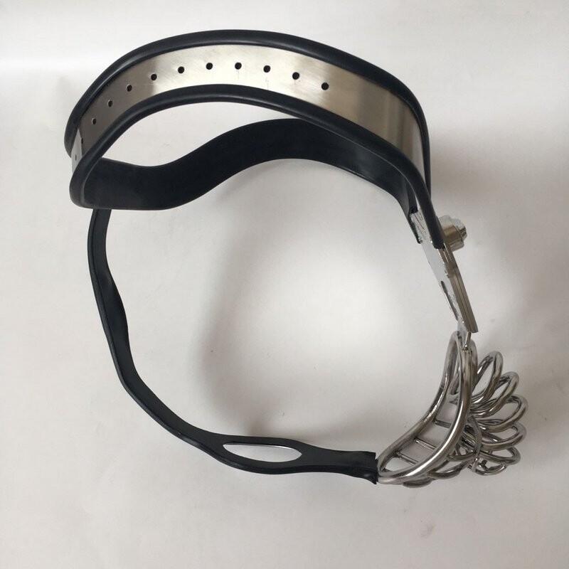 Cintura di Castità Maschile in Acciaio Inossidabile con Gabbia Forata Dispositivo di Blocco