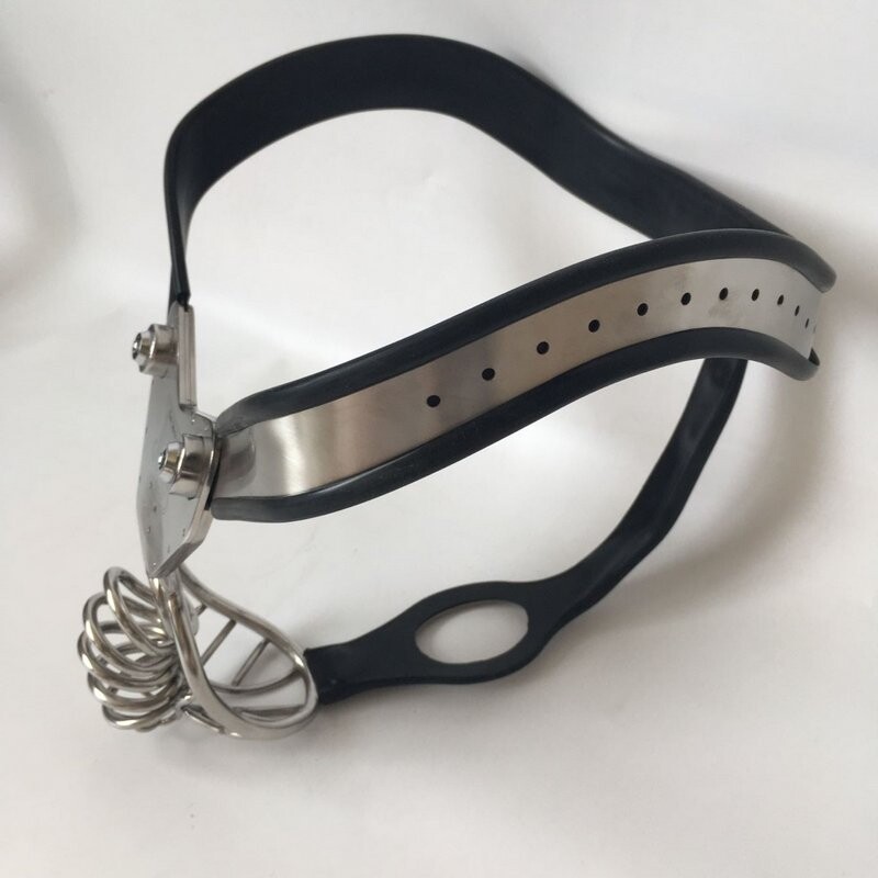 Cintura di Castità Maschile in Acciaio Inossidabile con Gabbia Forata Dispositivo di Blocco