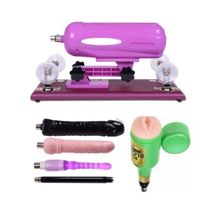 Couples Sex Machine with Vagina Cup and 4PCS Dildo Attachments Pink